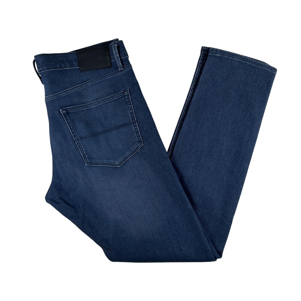 M&S Jeans Mens 36x33 Medium Wash Blue Slim Tapered Stretch Denim Zip Fly